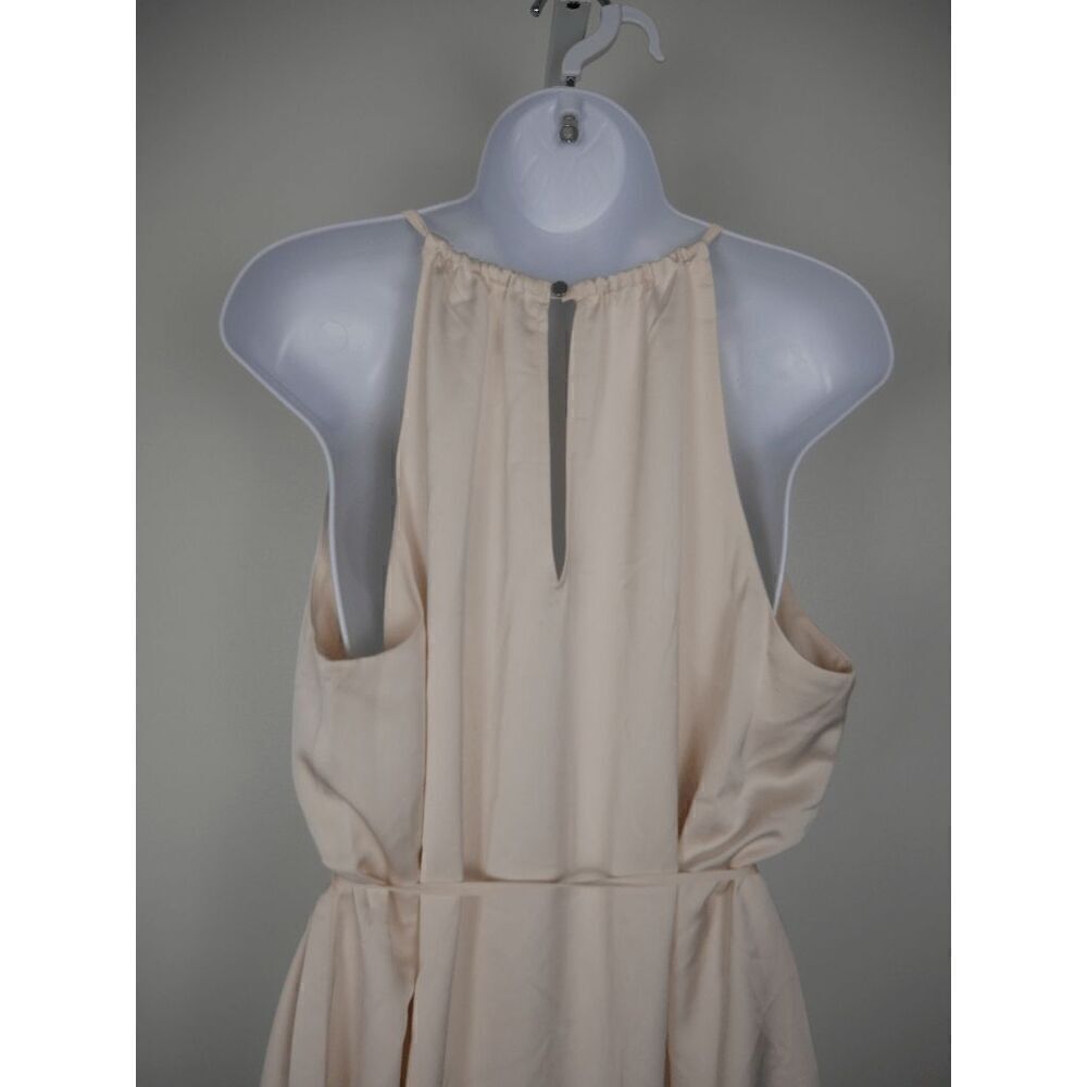 INC Women's Satin Crepe High Halter Neckline Waist Tie Midi Dress Size 16 - Picture 6 of 13